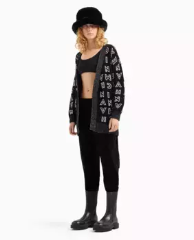Женские прямые брюки из шиниллы Armani Exchange, черный