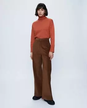 Женские прямые брюки из вельветовой ткани с завышенной талией Wild Pony, коричневый
