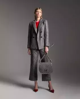 Женские прямые брюки из жаккардовой ткани с монограммой Lola Casademunt, серый