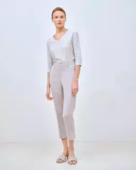 Женские прямые брюки-капри с застежкой на пуговицы Lasserre, светло-серый