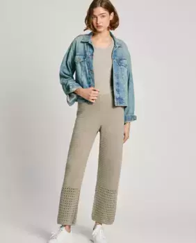 Женские прямые брюки крючком с ажурными деталями внизу Pepe Jeans, светло-зеленый