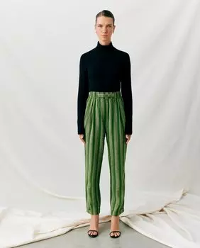 Женские прямые брюки мешковатого кроя с металлизированными деталями Maksu, зеленый