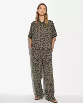 Женские прямые брюки на резинке и с животным принтом Parfois, цвет Kaki