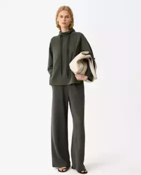 Женские прямые брюки на резинке на талии однотонного цвета Parfois, серый