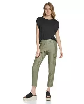 Женские прямые брюки с эластичной резинкой на талии DKNY, зеленый