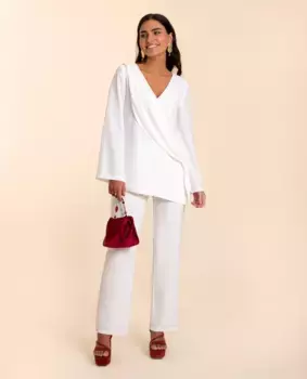 Женские прямые брюки с эластичной завышенной талией The-Are, белый