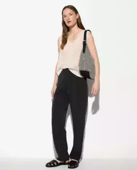 Женские прямые брюки с эластичным поясом и карманами однотонного цвета Parfois, темно-серый