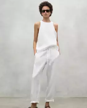 Женские прямые брюки с эластичным поясом и регулировкой шнурком Ecoalf, белый