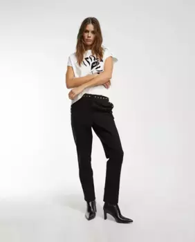 Женские прямые брюки с боковыми карманами и люверсами Lola Casademunt, черный