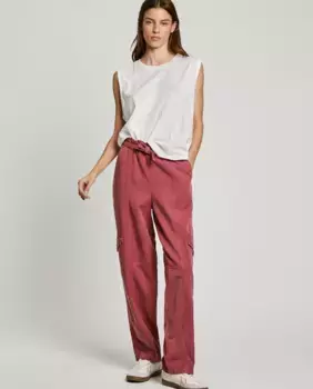 Женские прямые брюки с карманами-карго и талией с заниженной талией Pepe Jeans, розовый