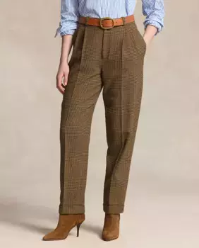Женские прямые брюки с клетчатым принтом Polo Ralph Lauren, коричневый