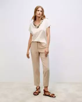 Женские прямые брюки с мятым эффектом Woman El Corte Ingls, бежевый