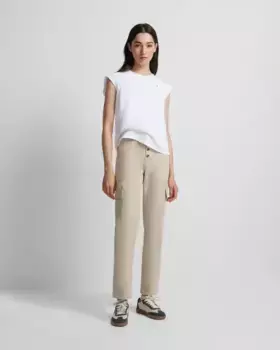 Женские прямые брюки с накладными карманами и застежкой на пуговицы Silbon, бежевый