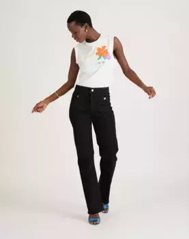 Женские прямые брюки с накладными карманами Naf Naf, черный