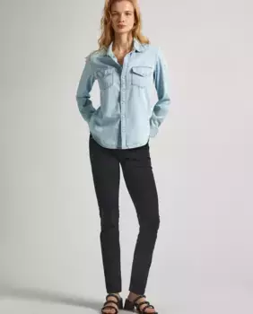 Женские прямые брюки с низкой посадкой черного цвета Pepe Jeans