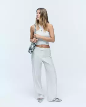 Женские прямые брюки с пайетками Brownie, серебряный