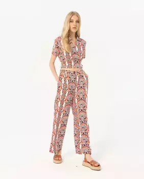 Женские прямые брюки с принтом и карманами Surkana, оранжевый