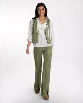 Женские прямые брюки с принтом и разрезами The-Are, зеленый