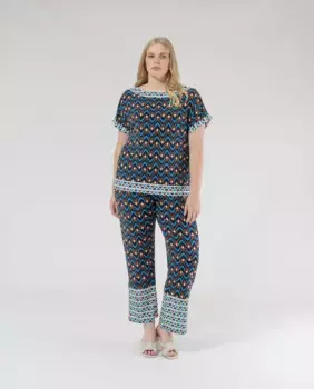 Женские прямые брюки с принтом и регулируемой талией October, мультиколор