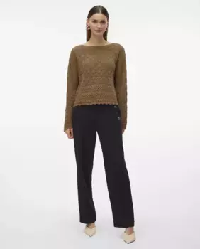 Женские прямые брюки с пуговицами Vero Moda, черный