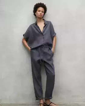 Женские прямые брюки с регулируемым эластичным поясом и шнурком Ecoalf, темно-серый