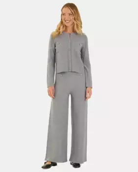 Женские прямые брюки с широкими штанинами и клетчатым дизайном Alma en Pena, серый