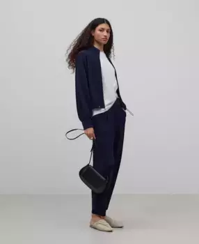 Женские прямые брюки с вязаными вытачками Adolfo Dominguez, темно-синий