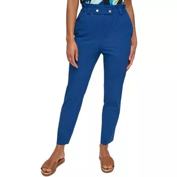 Женские прямые брюки с высокой посадкой и талией в бумажном пакете DKNY, цвет Ocean