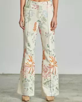 Женские прямые брюки с высокой посадкой, вышивкой и металлизированными деталями Alma en Pena, мультиколор
