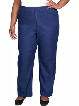 Женские прямые брюки с высокой талией, темного цвета Alfred Dunner, цвет denim