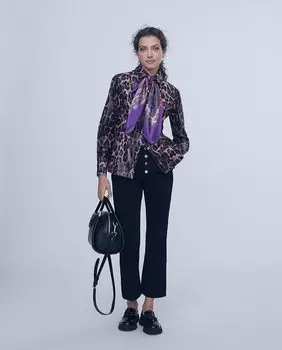 Женские прямые брюки с застежкой на пуговицы и однотонным принтом Lola Casademunt, черный