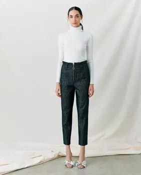 Женские прямые брюки с завышенной талией и поясом-бумажником Maksu, черный