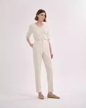 Женские прямые брюки с завышенной талией и ребристой передней частью Lasserre, белый