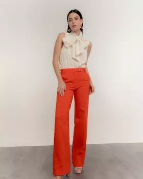 Женские прямые брюки с завышенной талией и боковыми карманами Dolores Promesas, красный