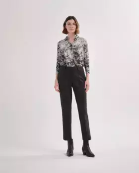 Женские прямые брюки с завышенной талией и шлевками для ремня на талии Lasserre, серый