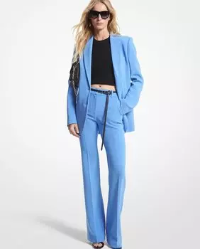Женские прямые брюки с завышенной талией и передними швами Michael Michael Kors, светло-синий