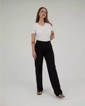 Женские прямые брюки с завышенной талией из струящейся ткани Sepiia, черный