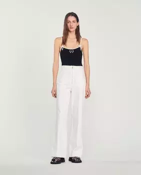 Женские прямые брюки с завышенной талией на молнии Sandro, белый