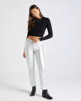 Женские прямые брюки серебристого цвета Green Coast, серебро