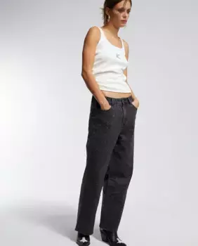 Женские прямые брюки со шлевками для ремня и стразами Lola Casademunt, серый