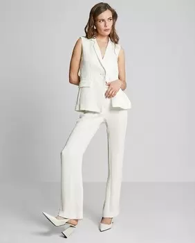 Женские прямые брюки со структурой и центральной резинкой Trucco, светло-бежевый