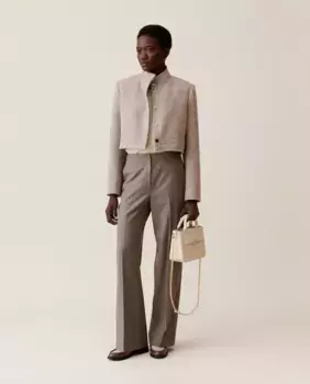 Женские прямые брюки средней посадки из однотонной ткани Claudie Pierlot, цвет Topo