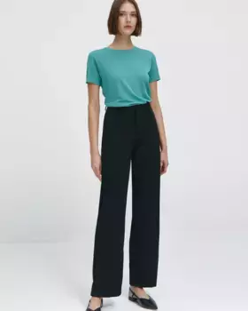 Женские прямые брюки средней посадки из струящейся ткани Sepiia, черный