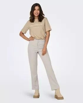 Женские прямые брюки средней посадки Jdy, бежевый