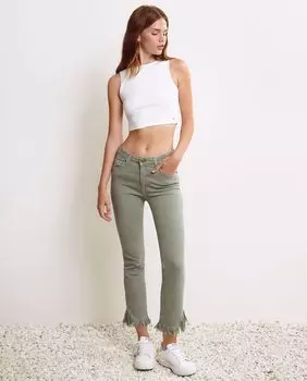 Женские прямые брюки средней посадки с бахромой по низу Brownie