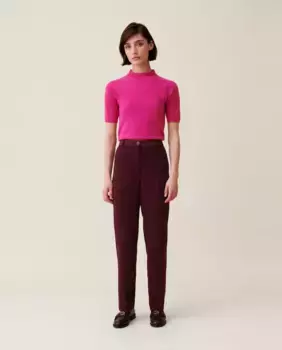 Женские прямые брюки строгого кроя из струящейся ткани Claudie Pierlot, цвет Granate