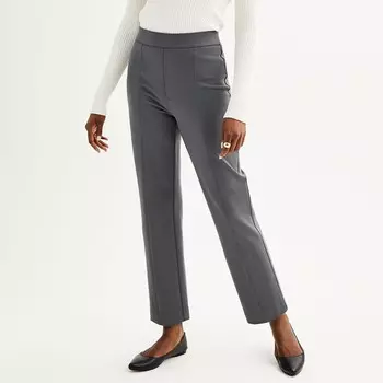 Женские прямые брюки узкого кроя Nine West с высокой посадкой и понте, цвет Coalmine