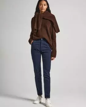 Женские прямые брюки в китайском стиле из эластичной ткани Pepe Jeans, темно-синий