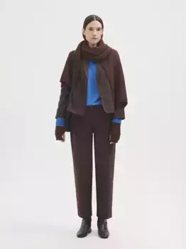 Женские прямые брюки в клетку со складками Nice Things, коричневый