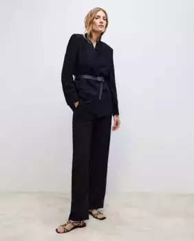 Женские прямые брюки в мятую клетку Woman El Corte Ingls, черный